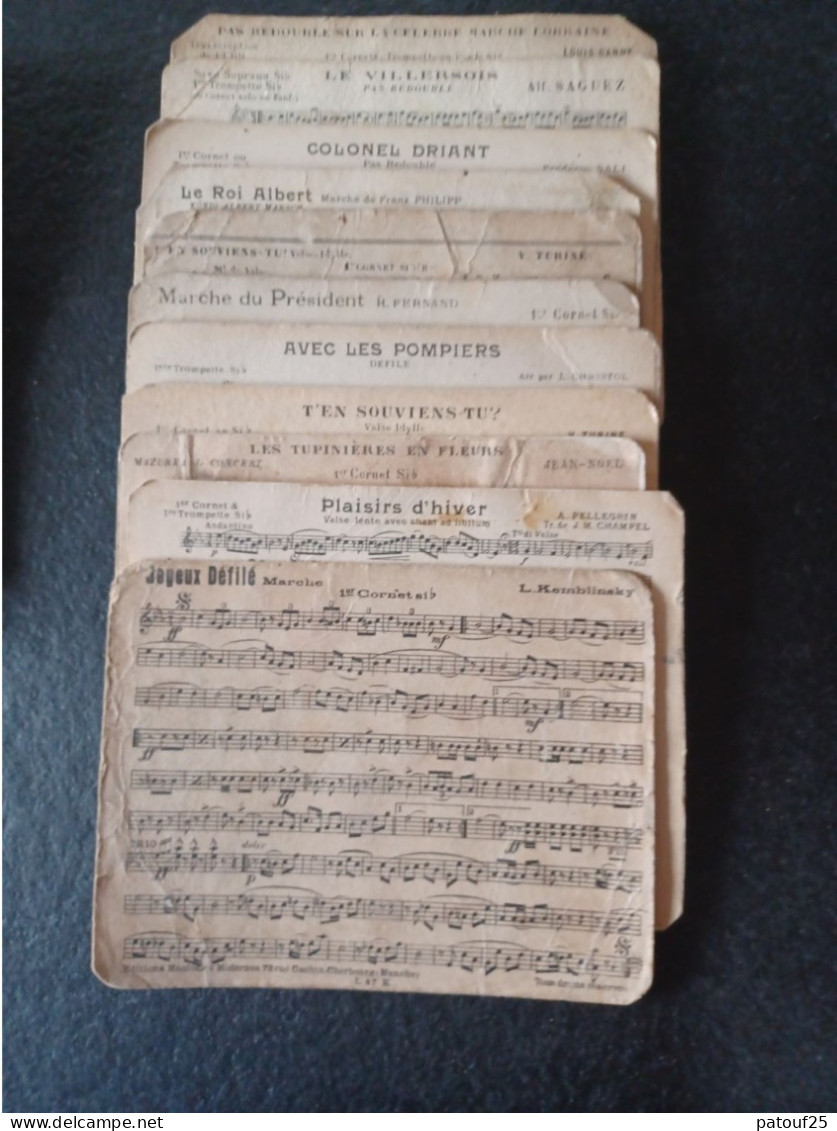 Lot 14 Anciennes Partitions Fanfare 1er Cornet Trompette Année 1900 - Sonstige & Ohne Zuordnung