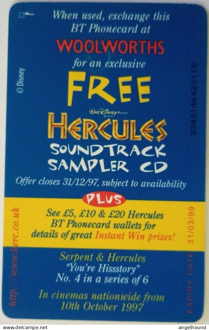 UK BT £2 Chip Card - Special Edition " Hercules " - BT Promotional