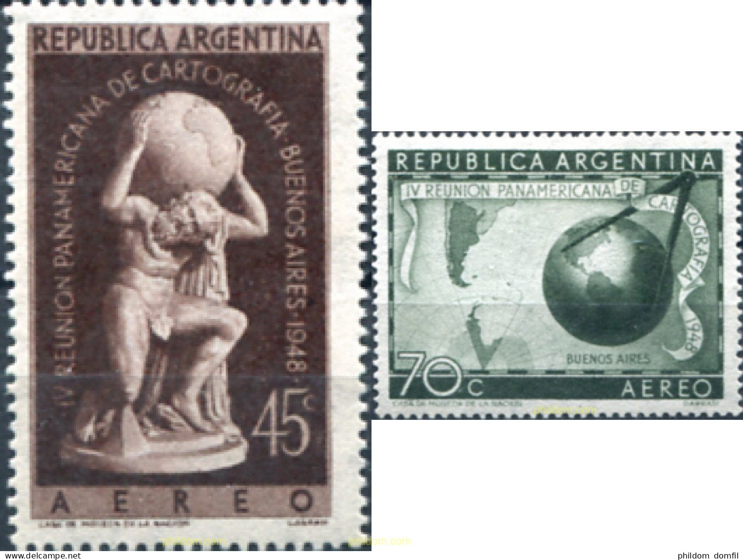 283791 MNH ARGENTINA 1948 4 REUNION PANAMERICAVA DE CARTOGRAFIA - Neufs