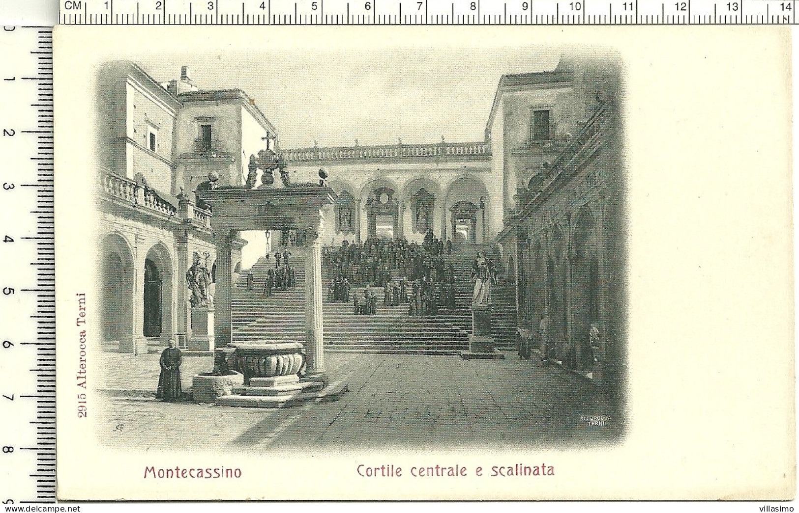 FROSINONE - MONTECASSINO, CORTILE CENTRALE E SCALINATA - ANIMATA - F.P. - N.V. - Frosinone