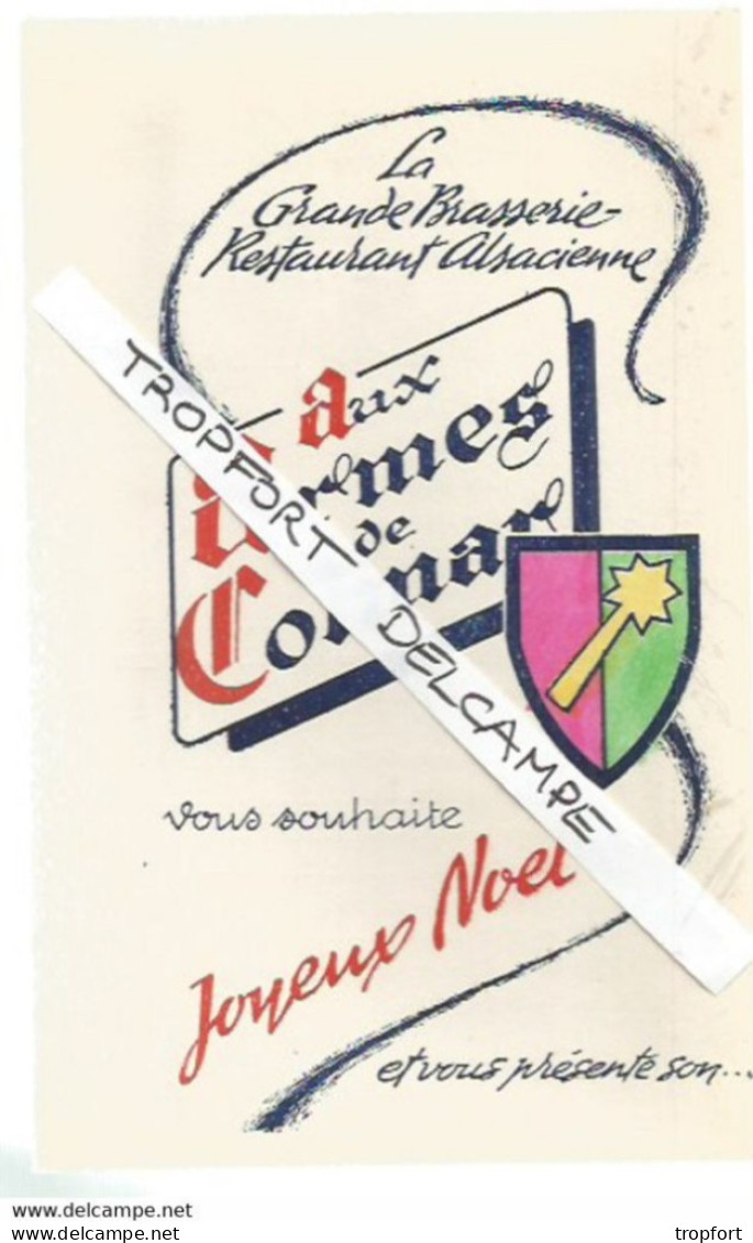 RU // Vintage Old French Paper // Vieux MENU Réveillon Aux Armes De COLMAR Restaurant 1958 Tarifs Noel - Menükarten