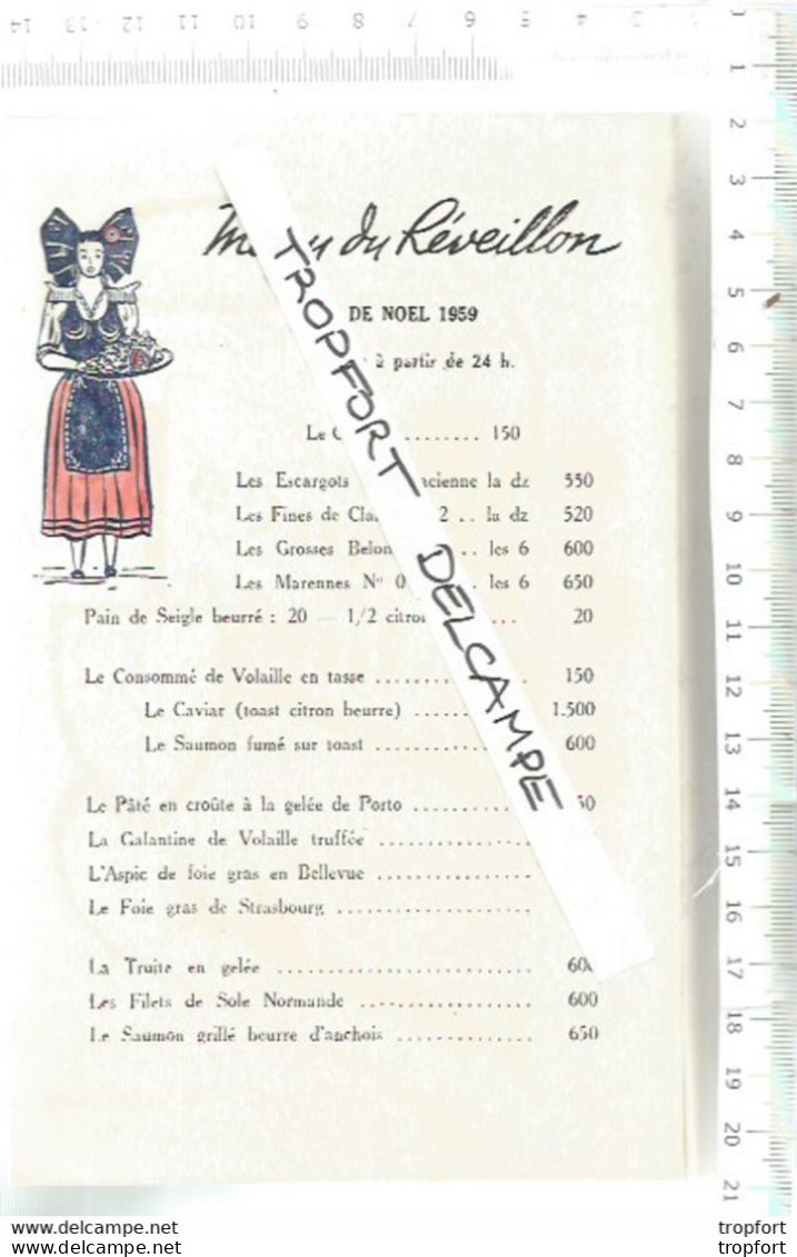 RU // Vintage Old French Paper // Vieux MENU Réveillon Aux Armes De COLMAR Restaurant 1958 Tarifs Noel - Menükarten