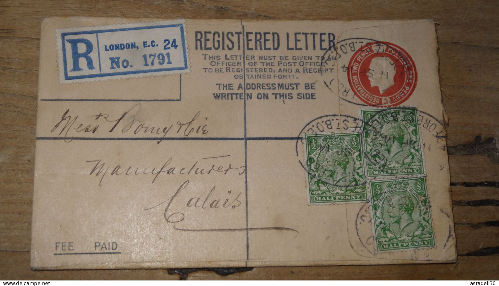 Registered Letter From London To France - 1914  ............ Boite1 .............. 240424-256 - Briefe U. Dokumente