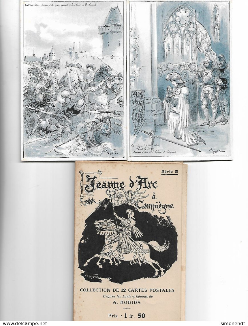 Illustrateur ROBIDA - Jeanne D'Arc à COMPIEGNE - Collection De 12 Cartes Postales Avec Pochette -série E Complète - Robida