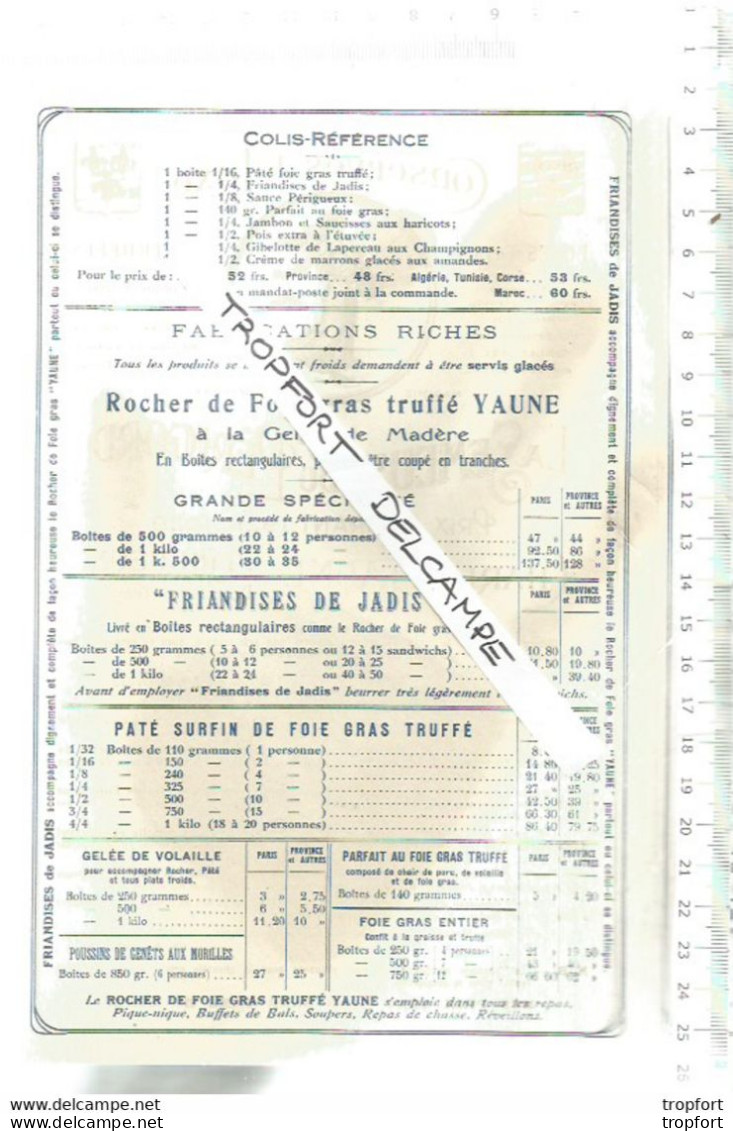 RU // Vintage Old French Paper // Vieux Tarif La Semeuse Du PERIGORD Périgueux /1928 Fois Gras Truffe - Publicités