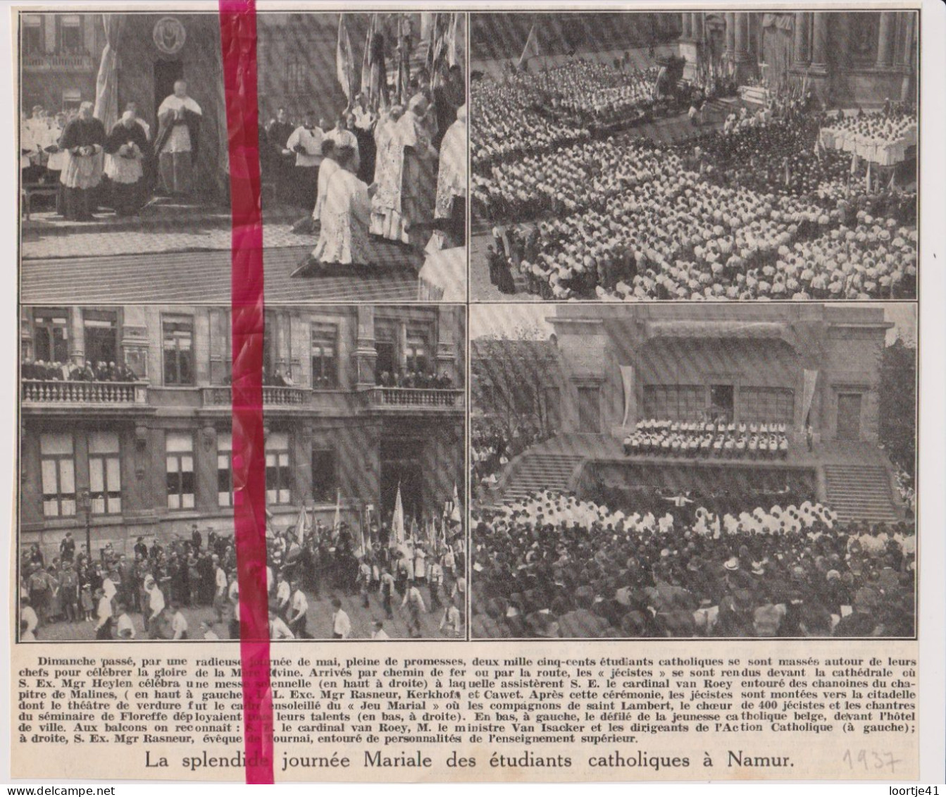 Namur - Journée Mariale Des étudiants Catholiques - Orig. Knipsel Coupure Tijdschrift Magazine - 1937 - Ohne Zuordnung