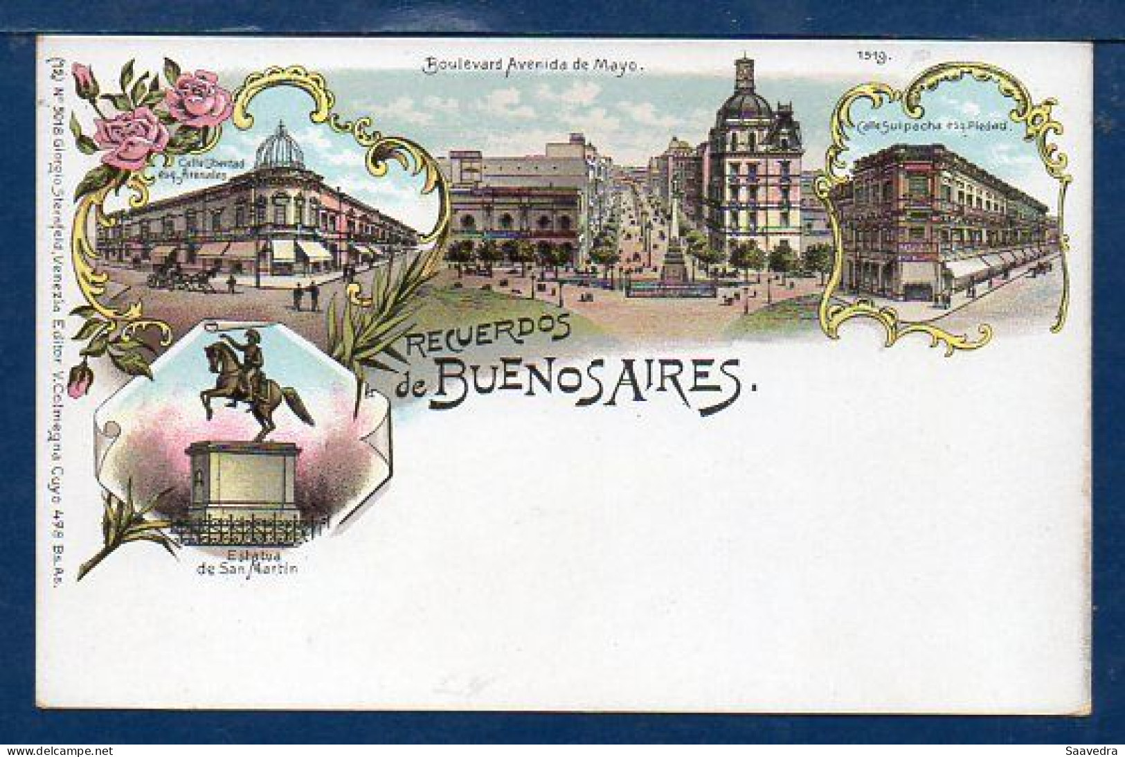 Argentina, "Gruss From Buenos Aires", 1898, Unused Litho Postcard  (202) - Argentinien
