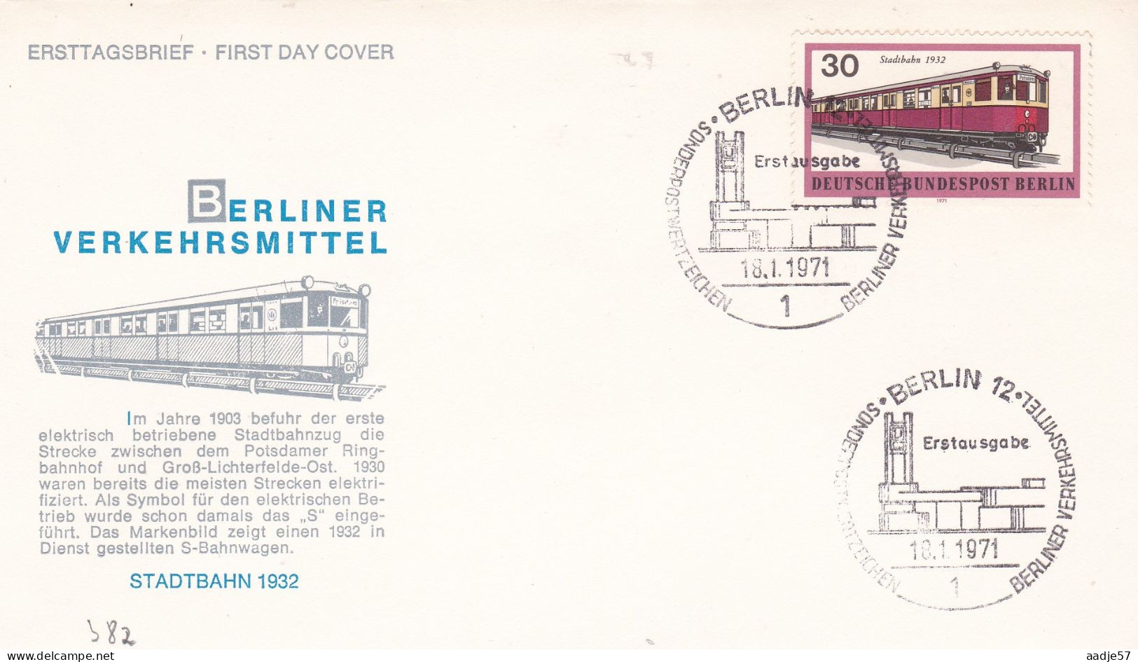 Deutschland Germany Berlin: 18.01.1971 FDC -Berliner Verkehrsmittel - Trains