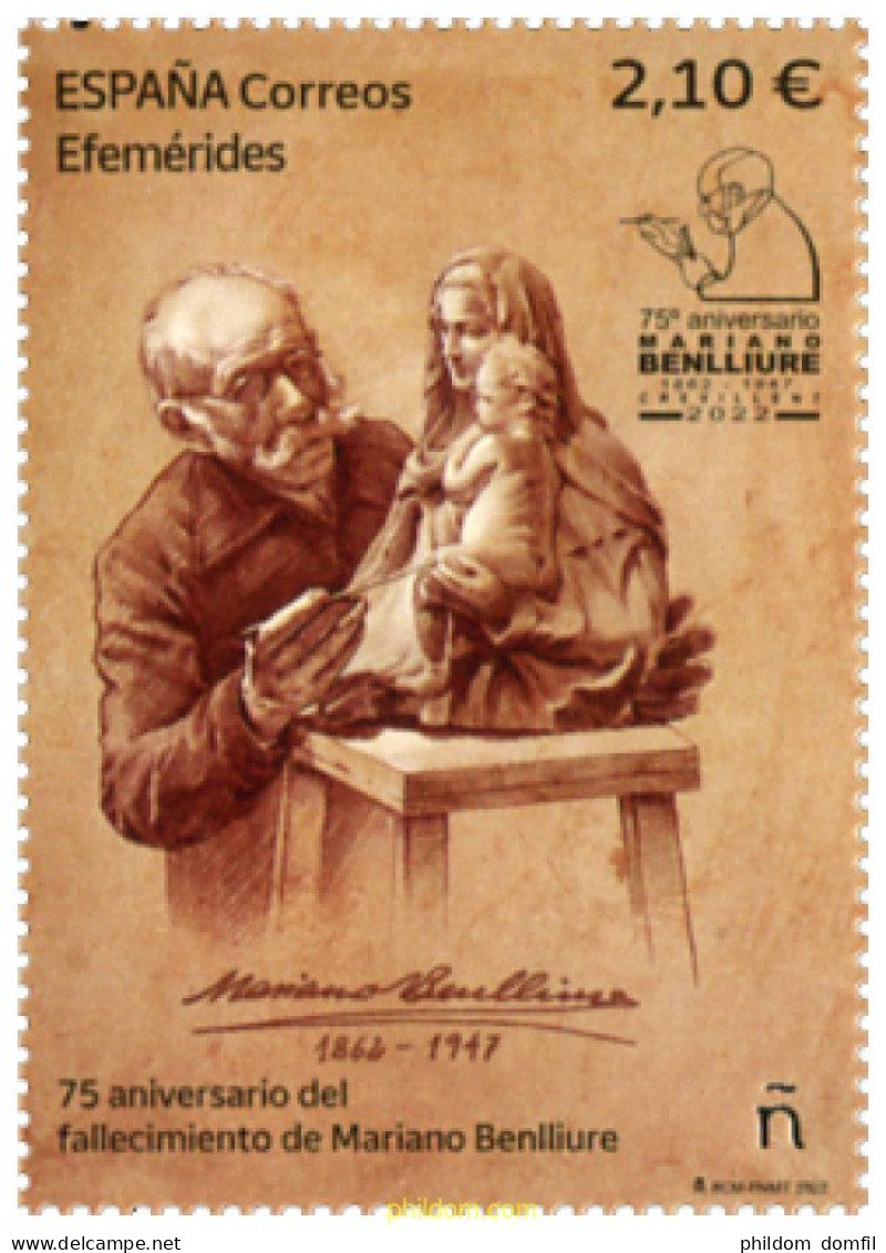 690335 MNH ESPAÑA 2022 75 ANIVERSARIO DEL FALLECIMIENTO DE MARIANO BENLLIURE- ESCULTOR - Nuovi