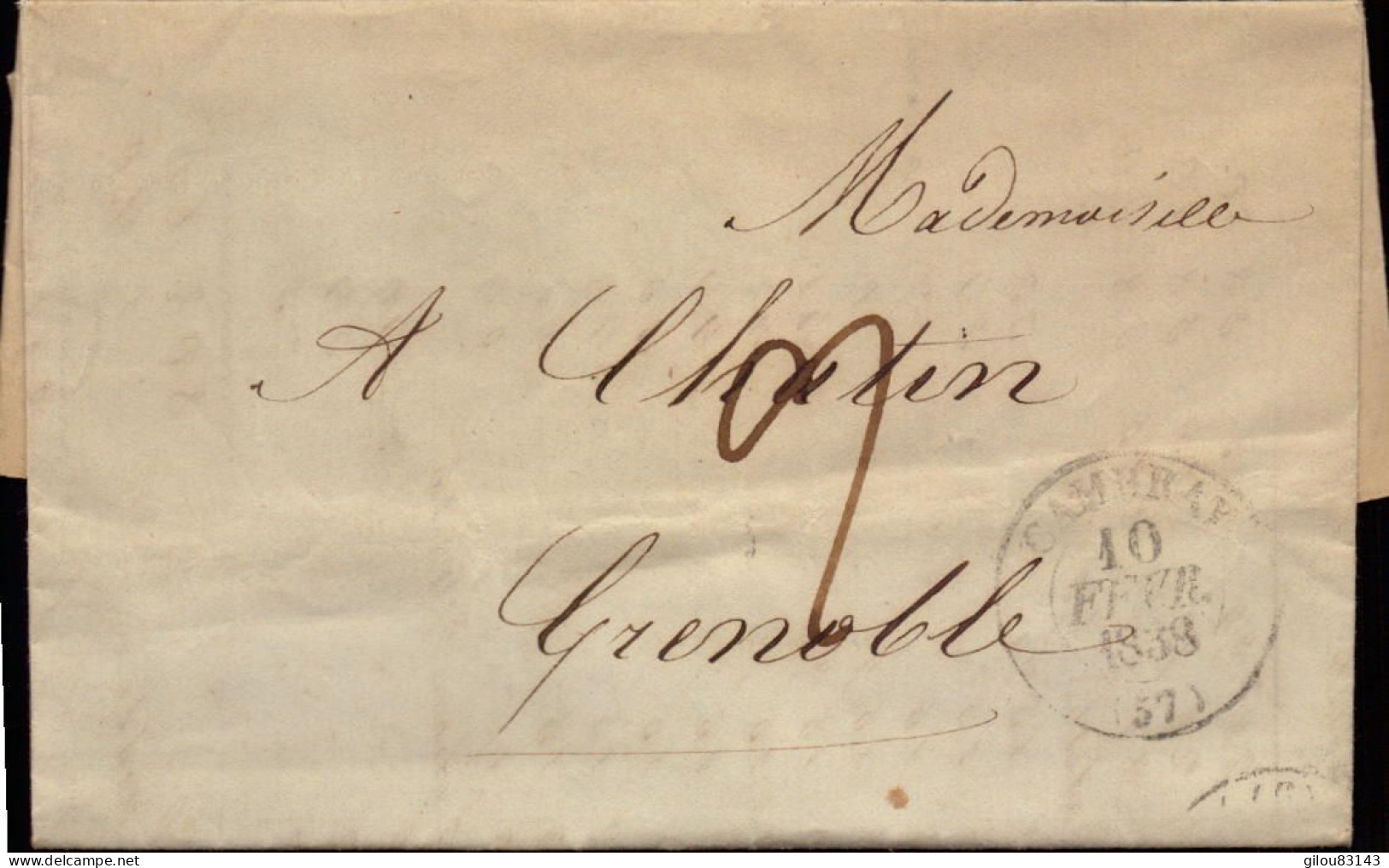 Lettre De Cambray ( 57 ) Pour Grenoble ( 27 ) Isere, 1838 - 1801-1848: Précurseurs XIX