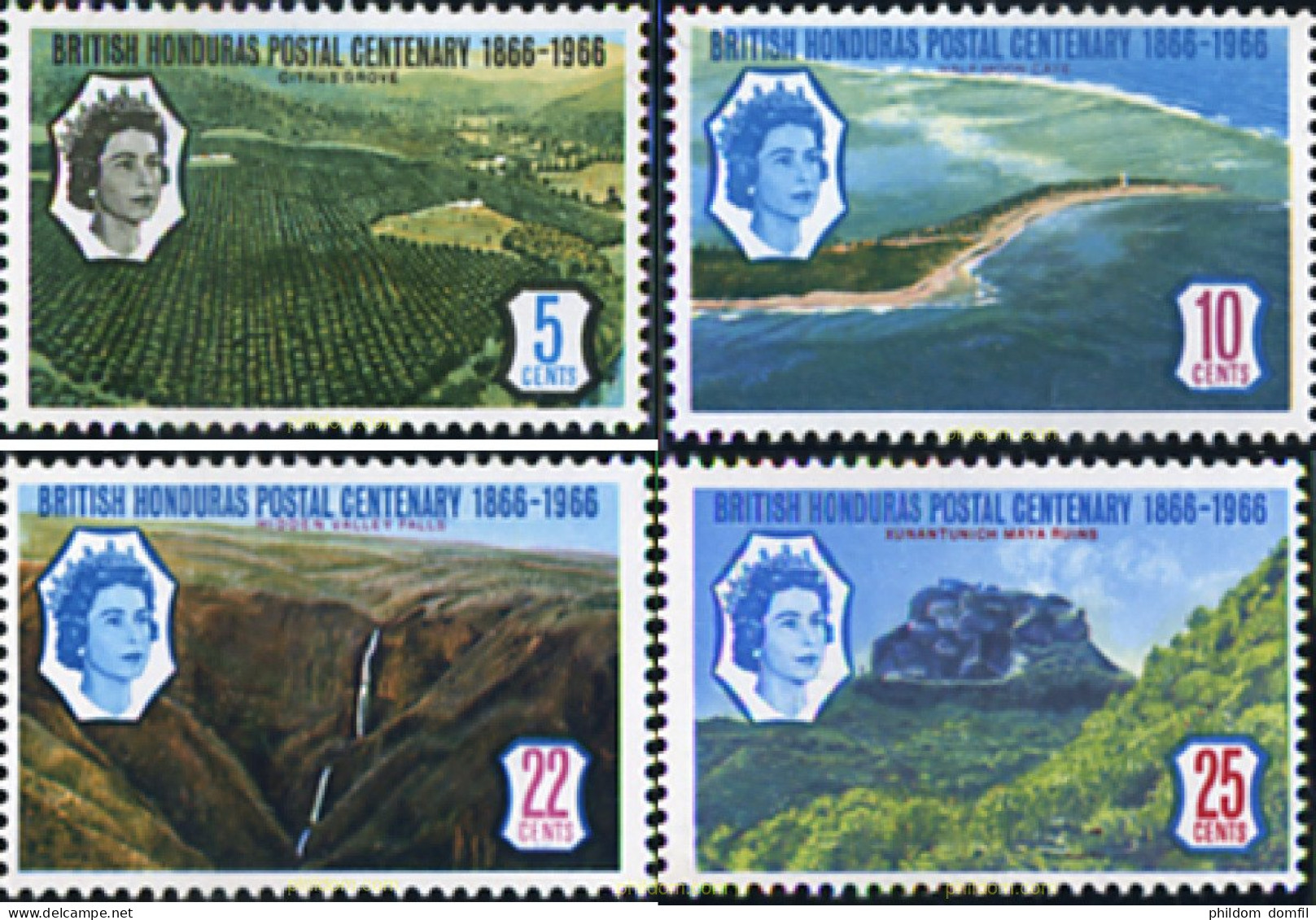 324207 MNH HONDURAS BRITANICA 1966 CENTENARIO DEL CORREO - Honduras Britannique (...-1970)