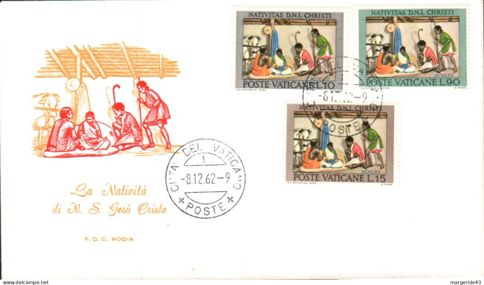 VATICAN FDC 1962 NATIVITE - FDC