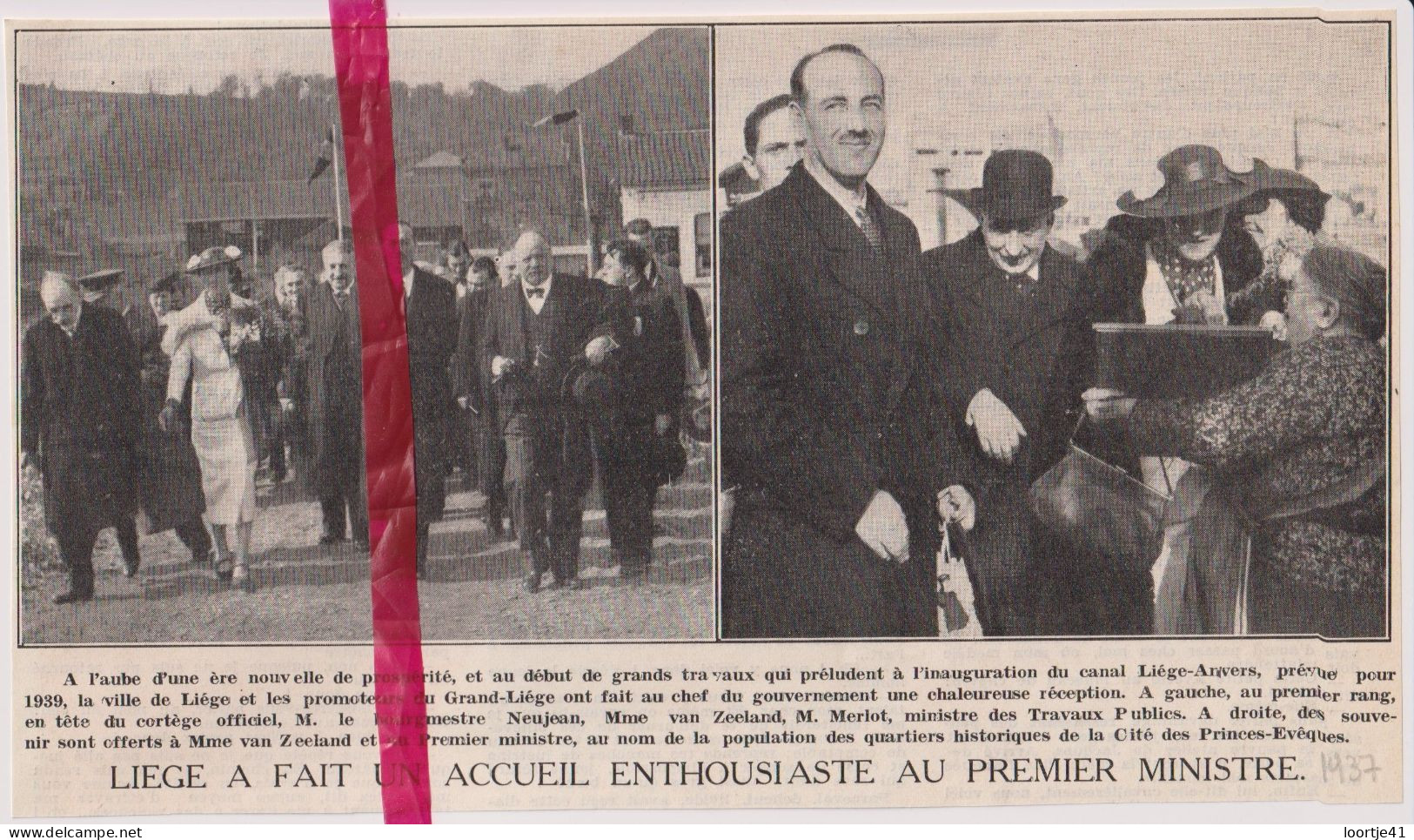 Liège - Visite Premier Ministre M. Van Zeeland - Orig. Knipsel Coupure Tijdschrift Magazine - 1937 - Unclassified