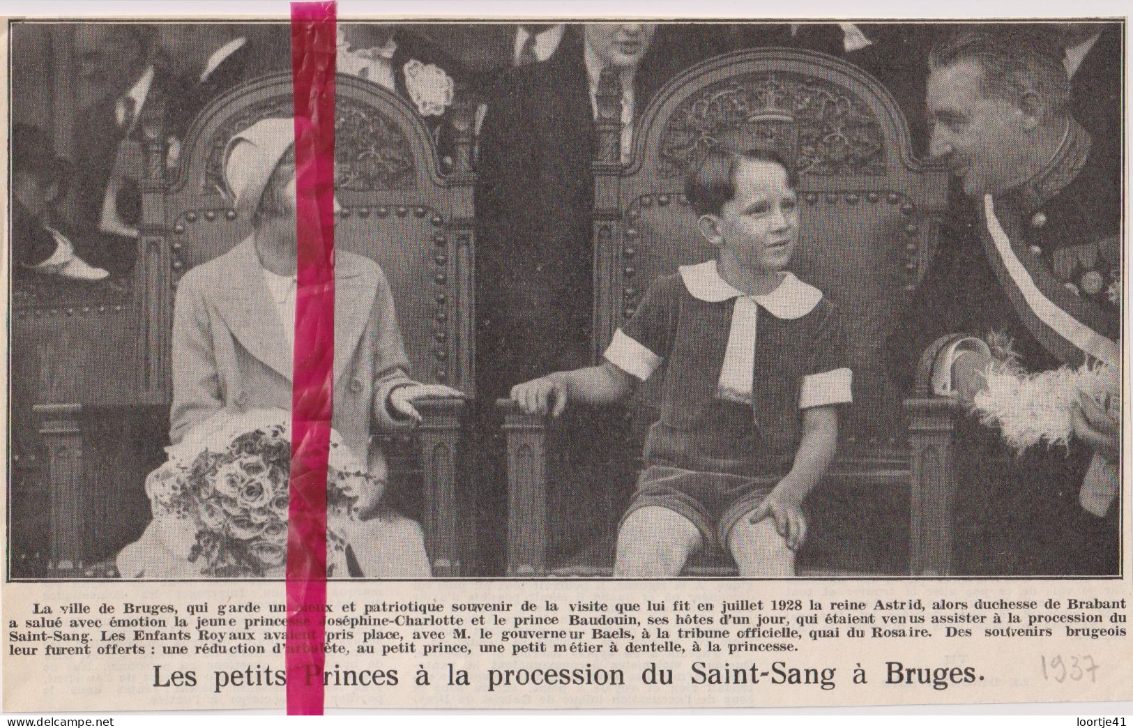 Bruges Brugge - Visite Des Princes à La Procession - Orig. Knipsel Coupure Tijdschrift Magazine - 1937 - Unclassified