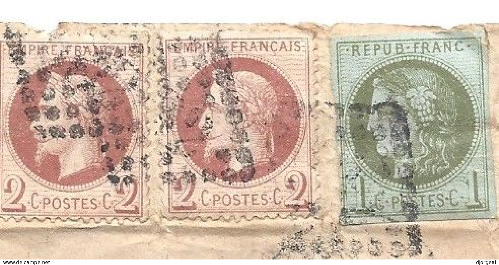 YVERT  N° 26-37- 39c - 1863-1870 Napoleon III With Laurels