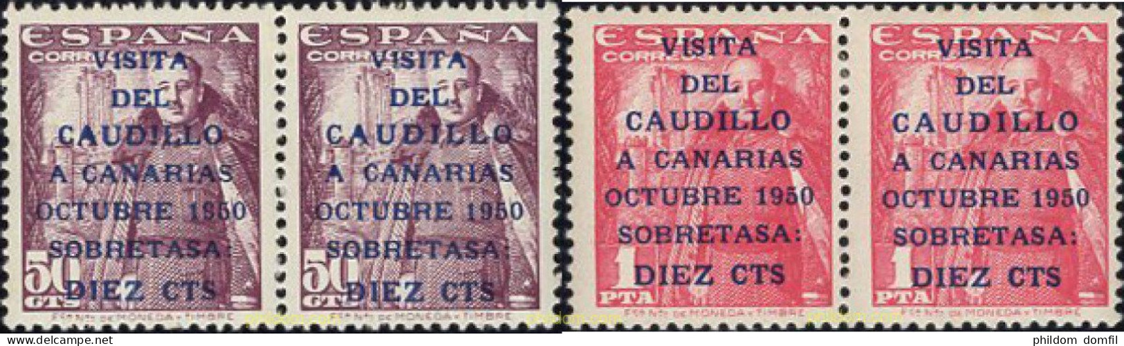 665863 HINGED ESPAÑA 1950 VISITA DEL CAUDILLO A CANARIAS - Neufs