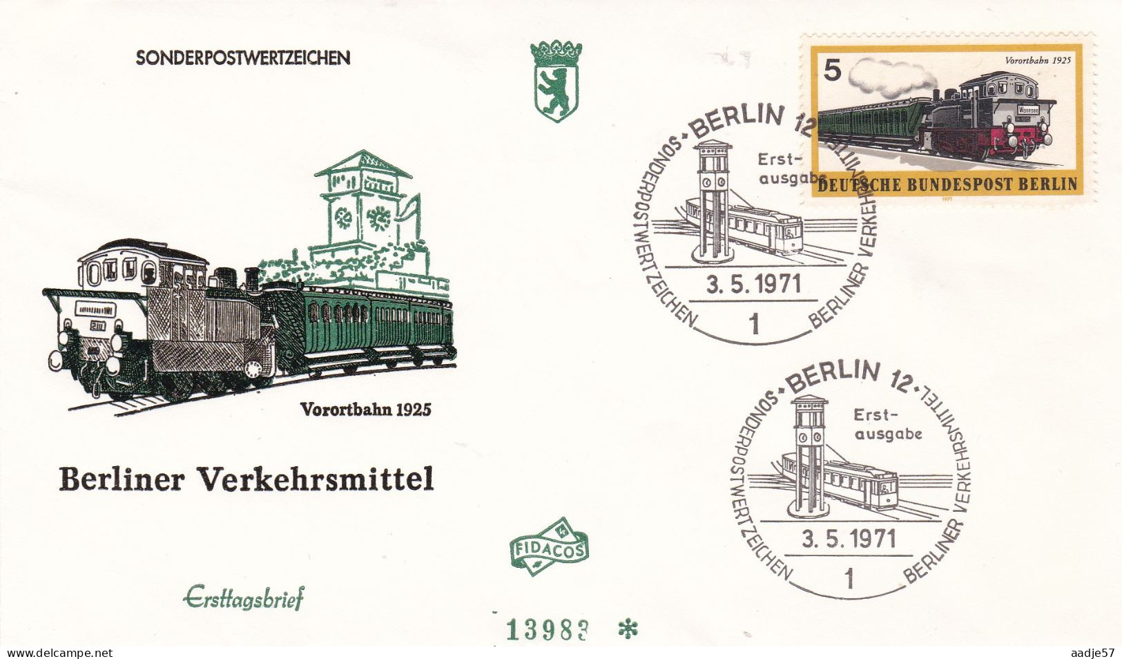 Deutschland Germany Berlin: 03.05.1971 FDC -Berliner Verkehrsmittel - Trains