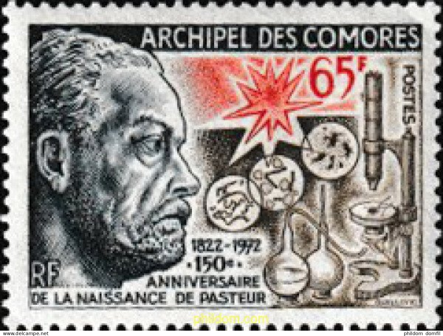 608367 MNH COMORES 1972 150 AÑOS DEL NACIMIENTO DE PASTEUR - Neufs