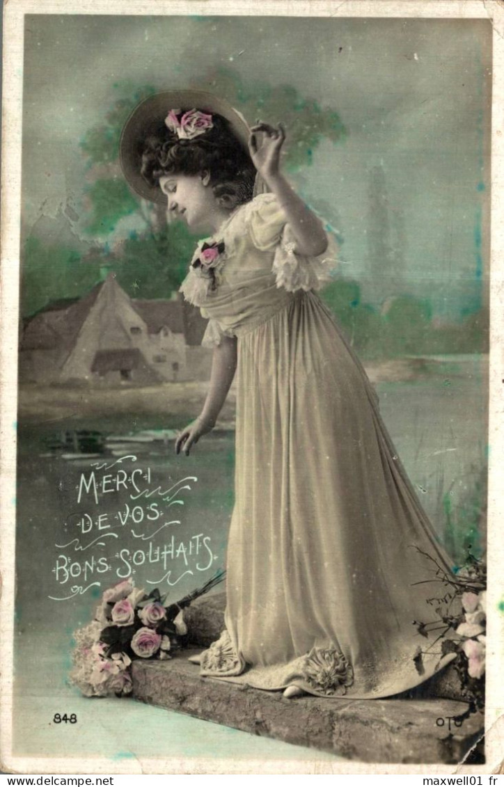 O6 - Carte Postale Fantaisie - Femme - Merci De Vos Bons Souhaits - OTO - Femmes