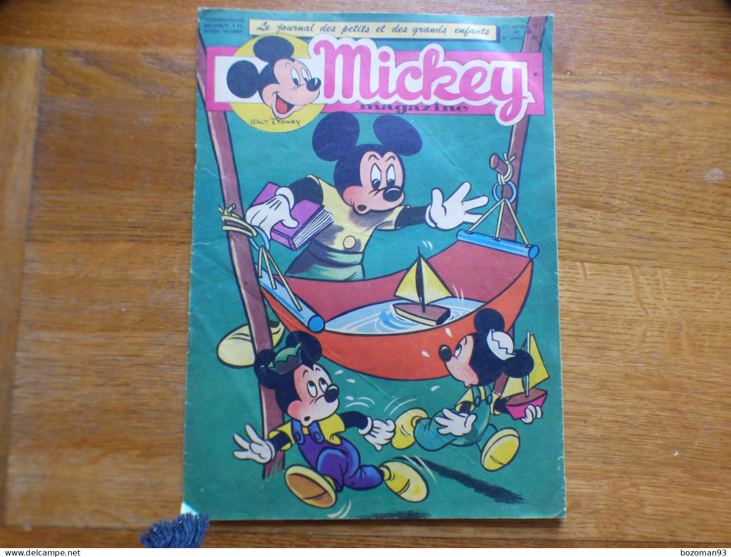 JOURNAL MICKEY BELGE  N° 369 Du 31/10/1957  COVER MICKEY + DAVY CROKETT - Journal De Mickey