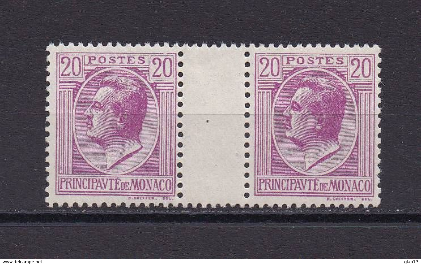 MONACO 1924 TIMBRE N°78 NEUF** LOUIS II PAIRE AVEC INTERVALLE - Unused Stamps