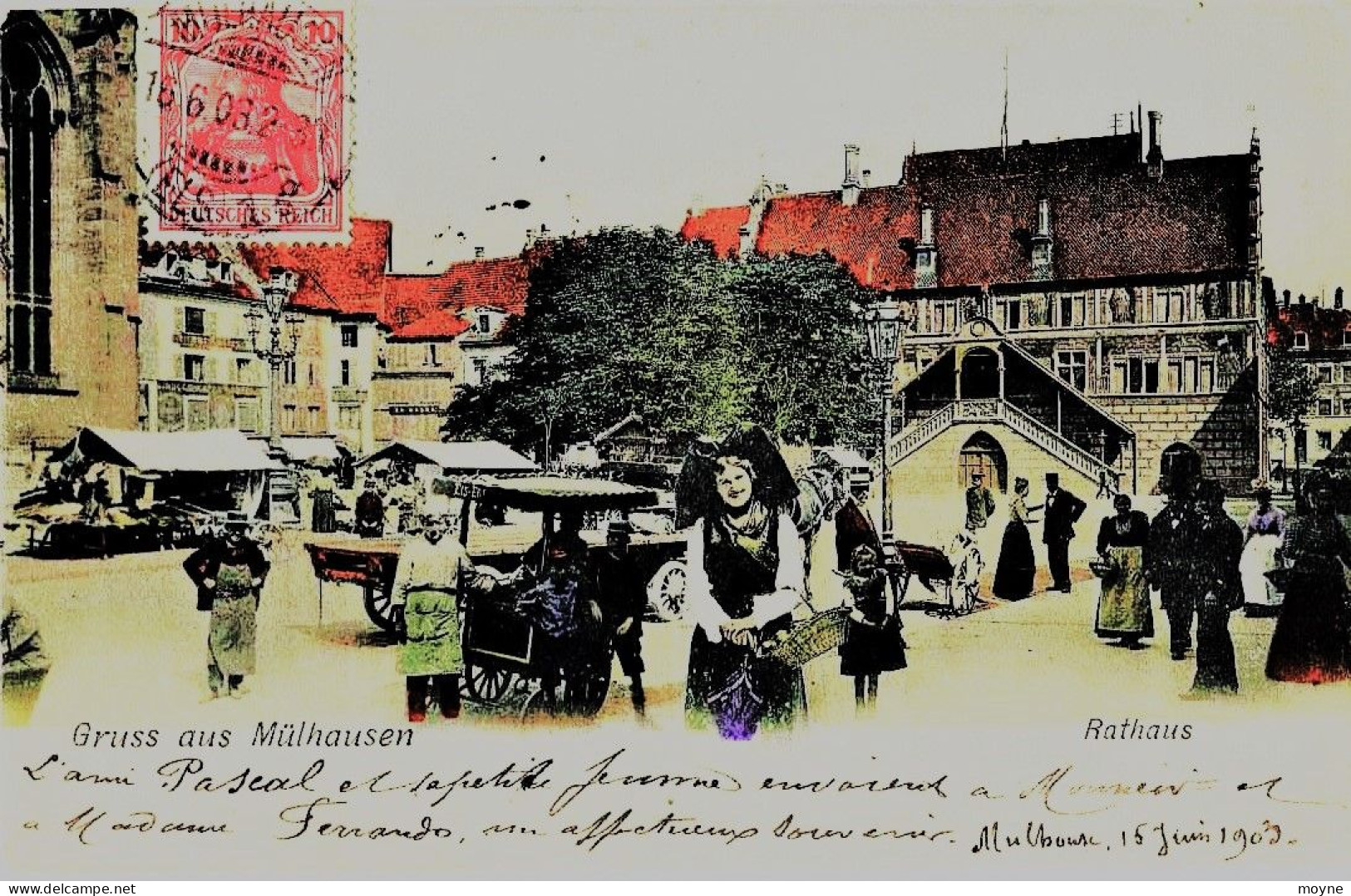 1972 - GRUSS Aus ¨MÜLHAUSEN - RATHAUS - MARCHAND DE GLACES - MARCHE ... CIRCULEE En 1903 - Mulhouse