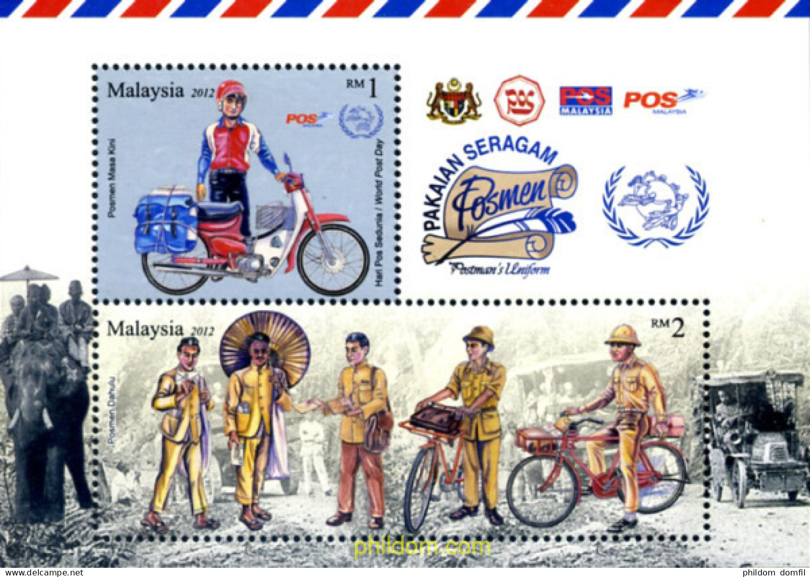 300123 MNH MALASIA 2012 DIA MUNDIAL DEL CORREO - Malaysia (1964-...)
