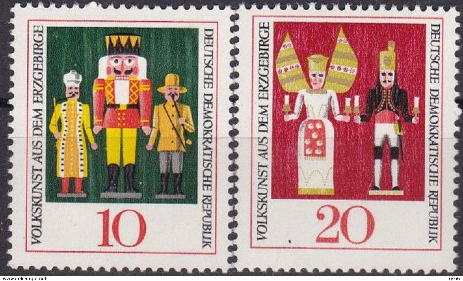 DDR  1967, 1333/34, MNH **, Volkskunst Aus Dem Erzgebirge. - Unused Stamps