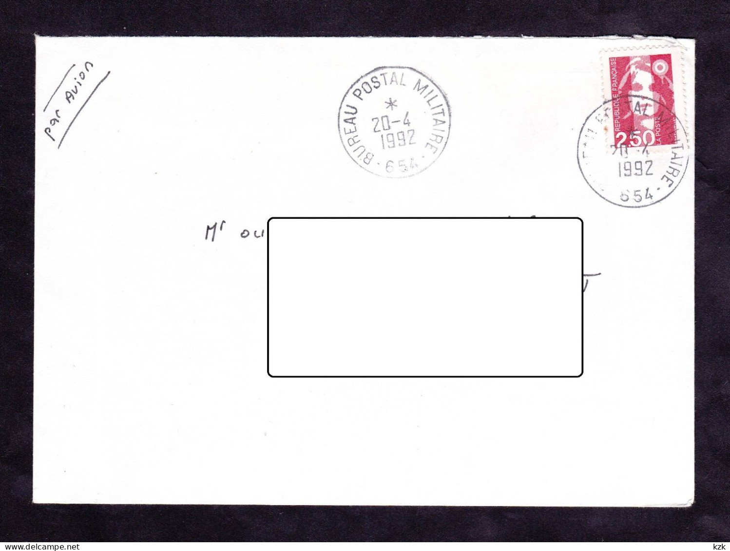 2 05	27	-	BPM 654   -  Oblitérée Le 20/04/1992 		-	Enveloppe  Ouverte Sur Le Haut - Andere & Zonder Classificatie