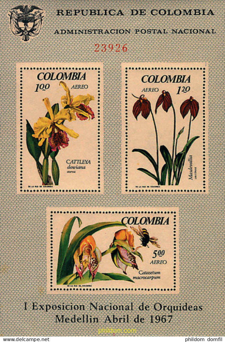 100064 MNH COLOMBIA 1967 1 EXPOSICION NACIONAL DE ORQUIDEAS EN MEDELLIN - Kolumbien