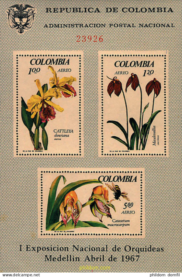 100064 MNH COLOMBIA 1967 1 EXPOSICION NACIONAL DE ORQUIDEAS EN MEDELLIN - Colombie