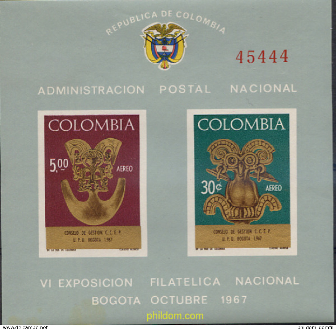 177207 MNH COLOMBIA 1967 CONSEJO DE GESTION DE LA UNION POSTAL UNIVERSAL CCEP - Colombie