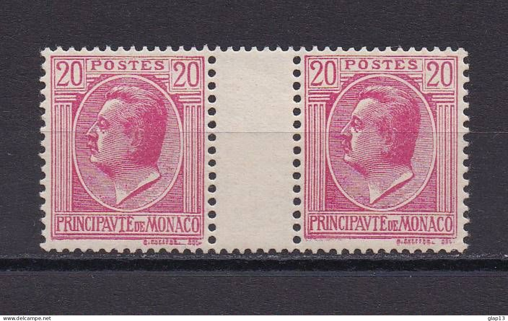 MONACO 1924 TIMBRE N°79 NEUF** LOUIS II PAIRE AVEC INTERVALLE - Unused Stamps