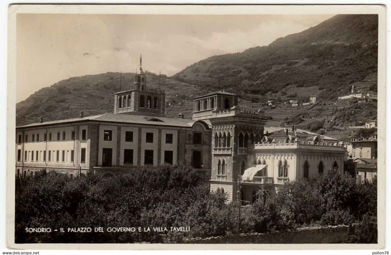 SONDRIO - IL PALAZZO DEL GOVERNO E LA VILLA TAVELLI - 1934 - Vedi Retro - Formato Piccolo - Sondrio