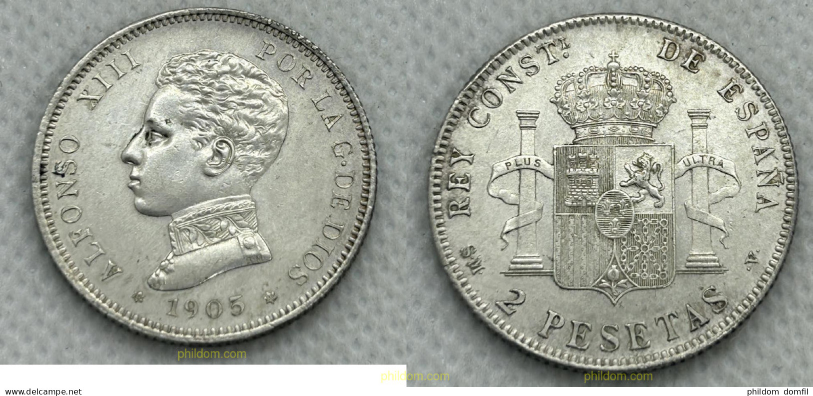 3762 ESPAÑA 1905 ALFONSO XIII - 2 PESETAS 1905 SMV - Verzamelingen