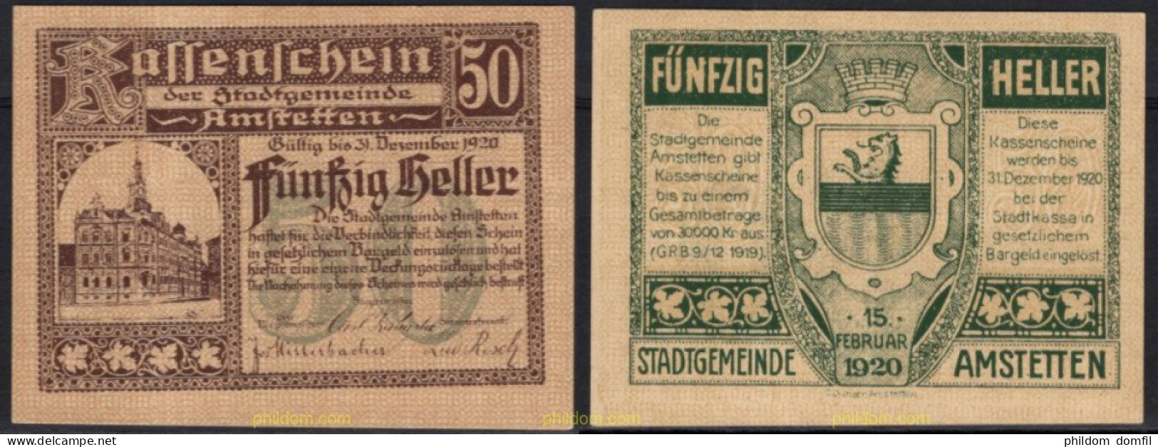 8633 AUSTRIA 2024 ALEMANIA 50 HELLER AMSTETTEN 1920 - Austria