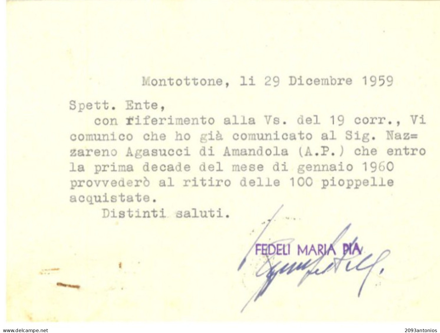 X1804) MONTOTTONE ASCOLI CAMPOBASSO TERMOLI  CARTOLINA POSTALE PUBBLICITARIA STORIA POSTALE  REPUBBLICA L.20  SIRACUSANA - Ascoli Piceno