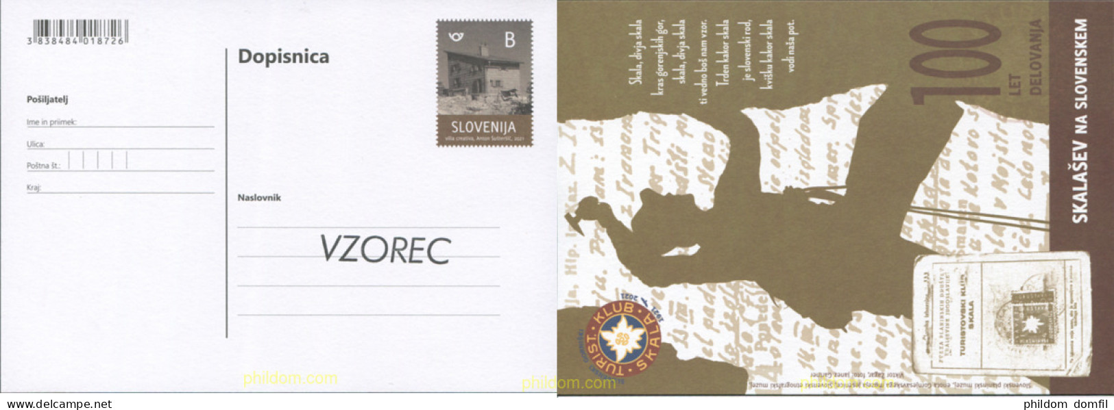 644898 MNH ESLOVENIA 2021 100 AÑOS DE CLUB DE ESCALADA - Slowenien