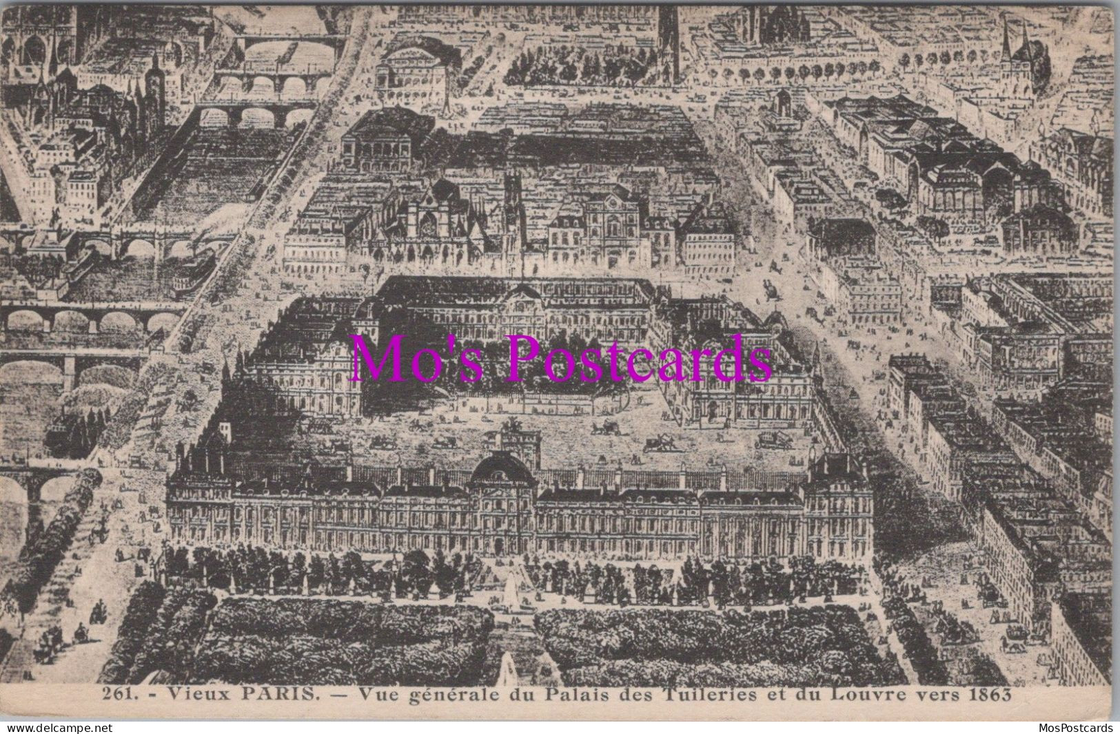 France Postcard - Vieux Paris, Vue Generale Du Palais Des Tuileries  DZ299 - Cartas Panorámicas