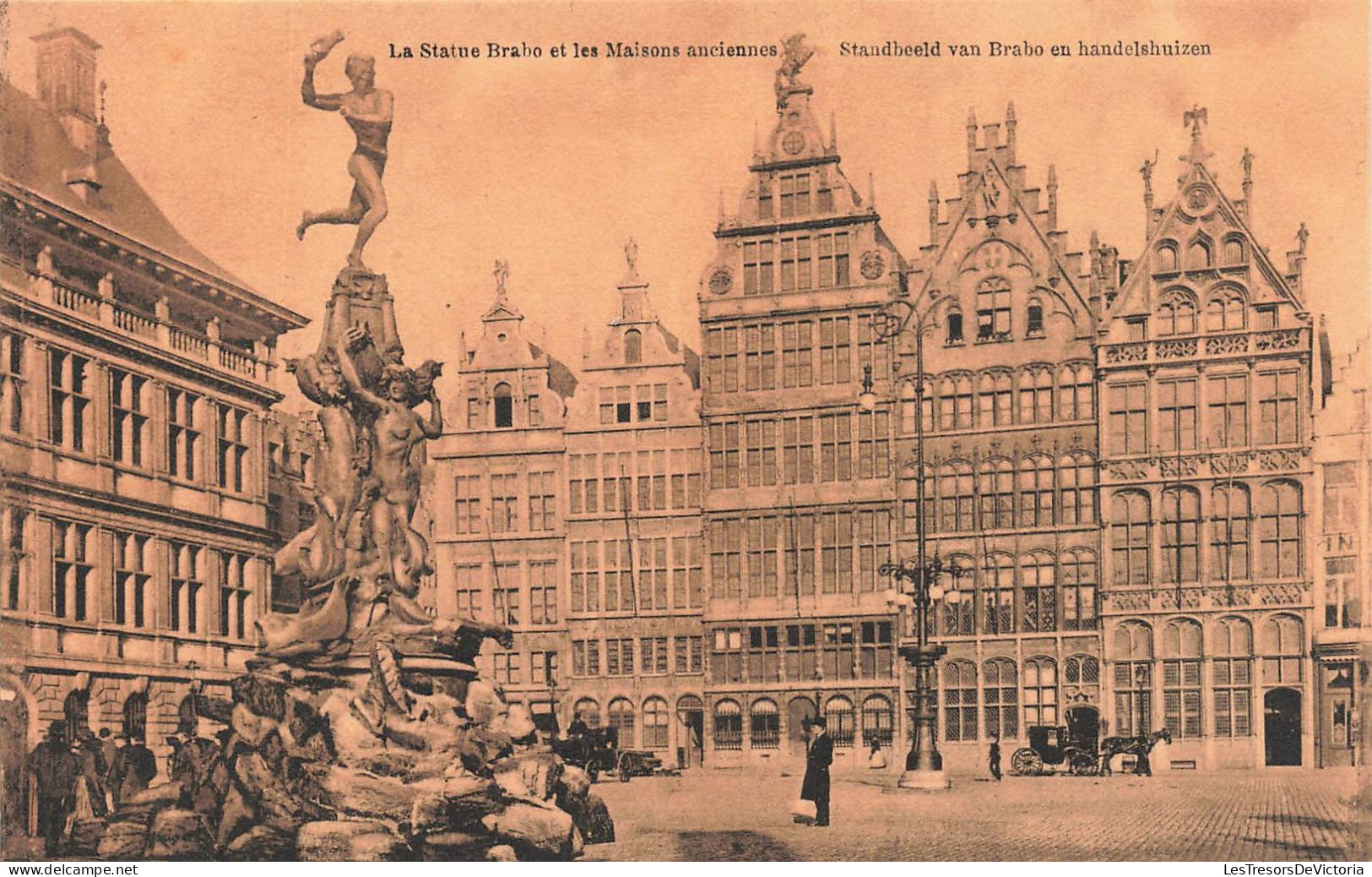 BELGIQUE - Anvers - Vue Sur La Statue Brabo Et Les Maisons Anciennes - Animé - Carte Postale Ancienne - Antwerpen