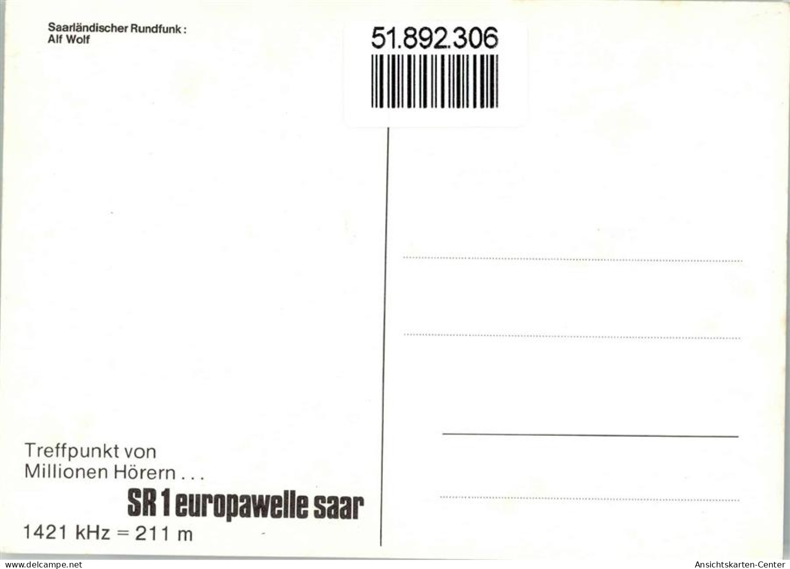 51892306 - Saarlaendischer Rundfunk Wolf, Alf - Autres & Non Classés