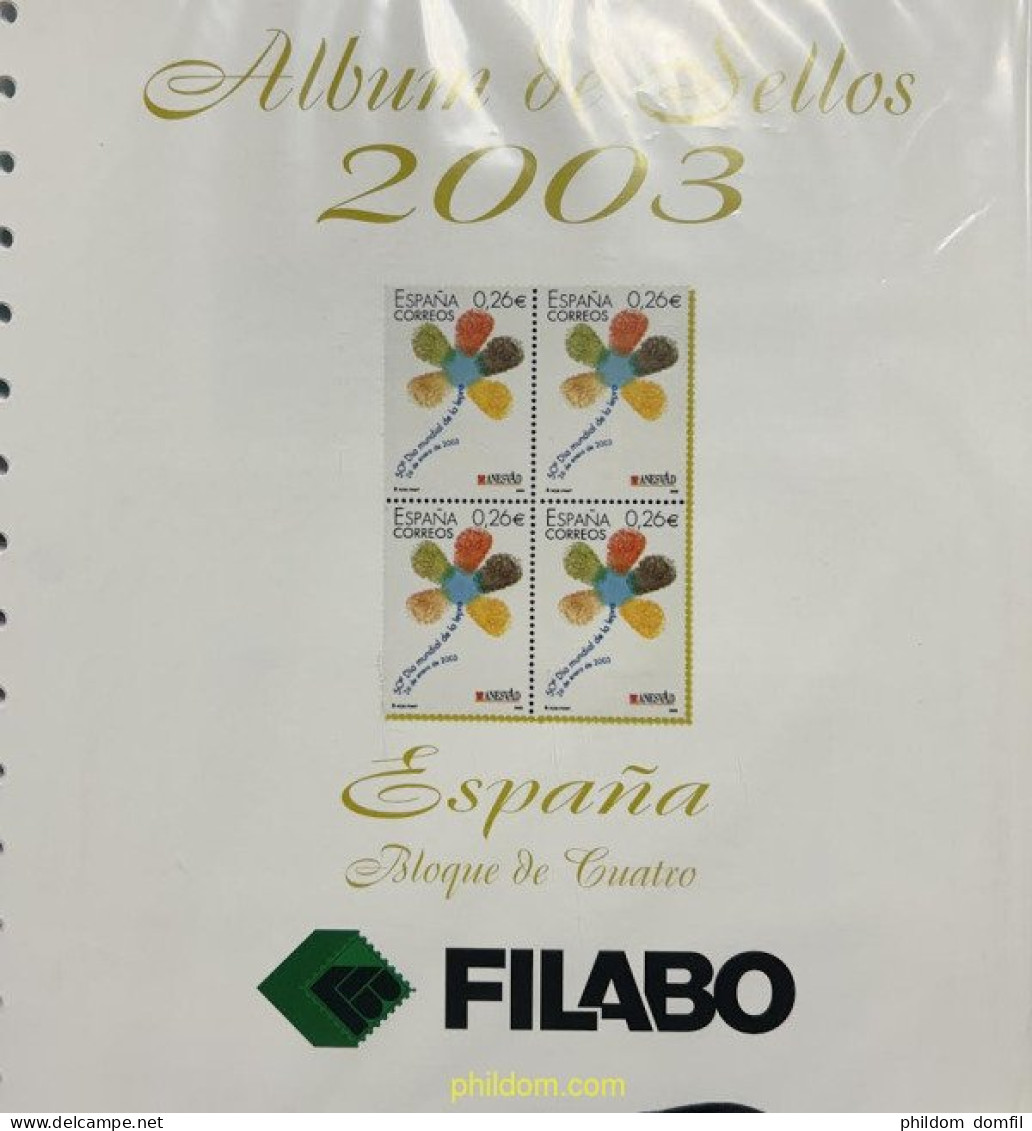 Supl.Filabo España 2003 M/b Año Completo 2ª Mano (bloque De 4 Sellos) - Afgedrukte Pagina's