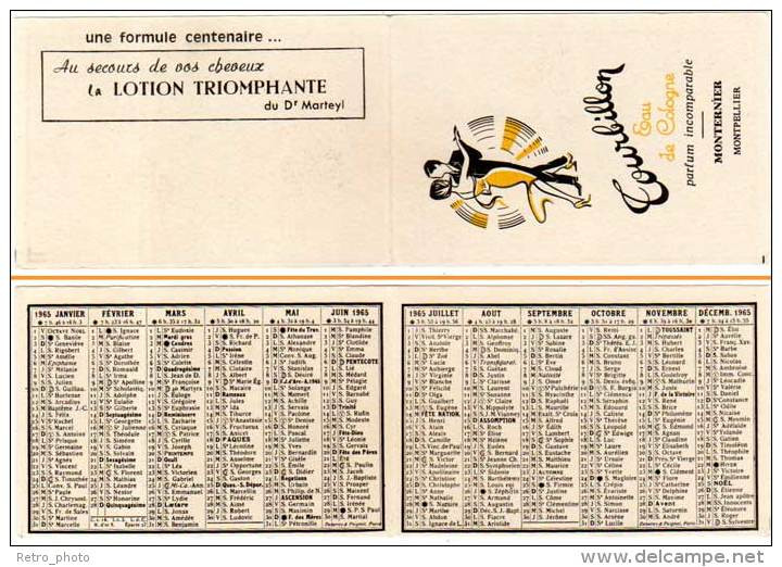 Carte Parfumée, Tourbillon, Eau De Cologne, Monternier, Montpellier (calendrier 1965) - Profumeria Moderna (a Partire Dal 1961)