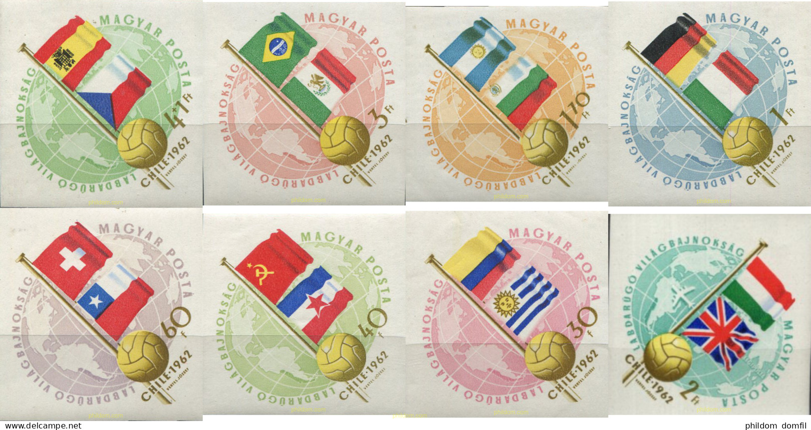 15517 MNH HUNGRIA 1962 COPA DEL MUNDO DE FUTBOL. CHILE-62 - Unused Stamps