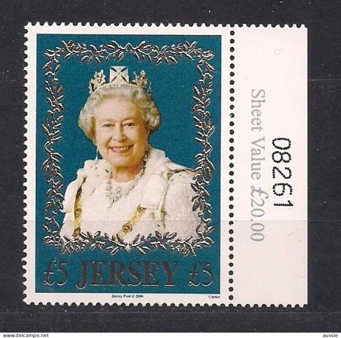 Jersey 2006 Yvertn° 1279 *** MNH Cote 25 € Reine Elizabeth II Bleu-vert Du Bloc - Jersey