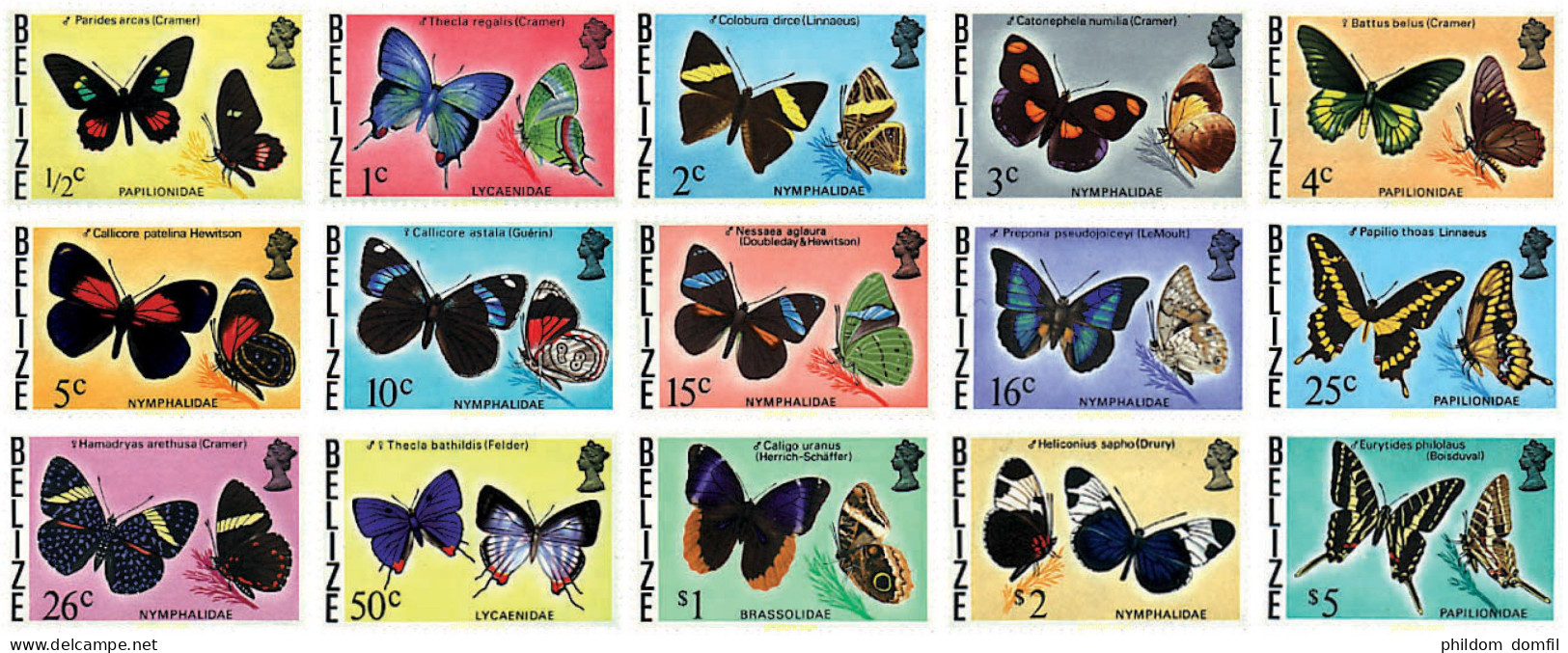 256812 MNH BELIZE 1974 MARIPOSAS - Belize (1973-...)