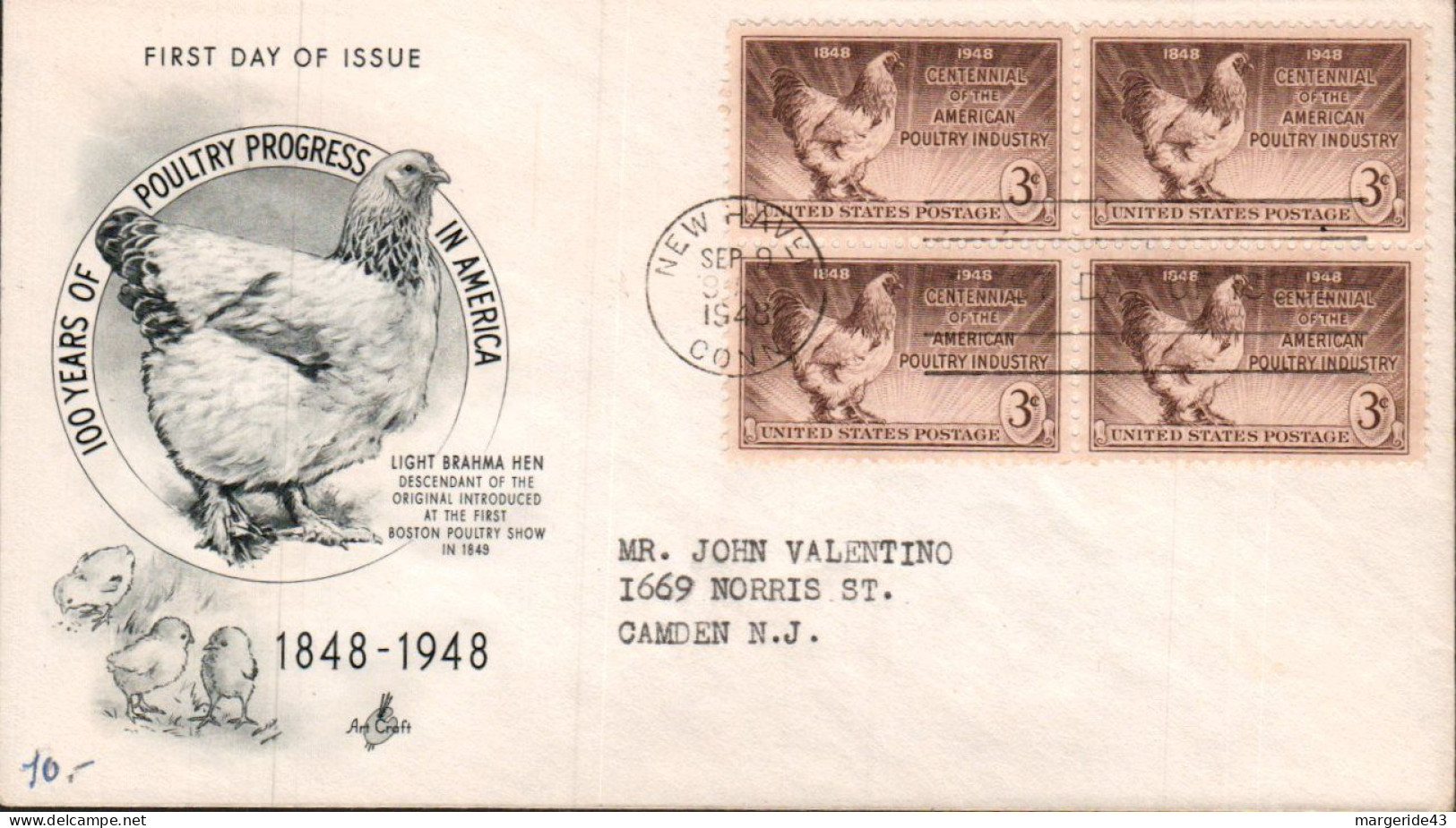 USA ETATS UNIS LETTRE FDC AMERICAN POULTRY INDUSTRY - 1941-1950