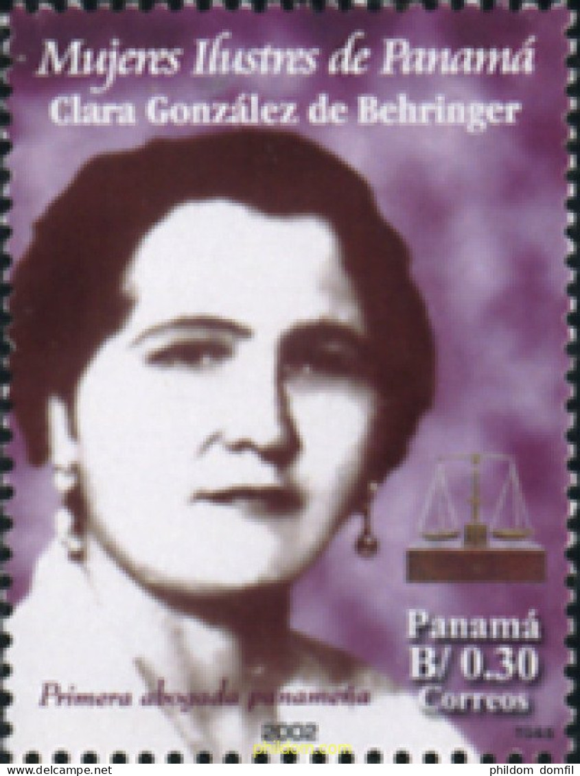 160944 MNH PANAMA 2002 MUJERES ILUSTRES DE PANAMA. CLARA GONZALEZ DE BEHRINGER, PRIMERA ABOGADA PANAMEÑA - Panama