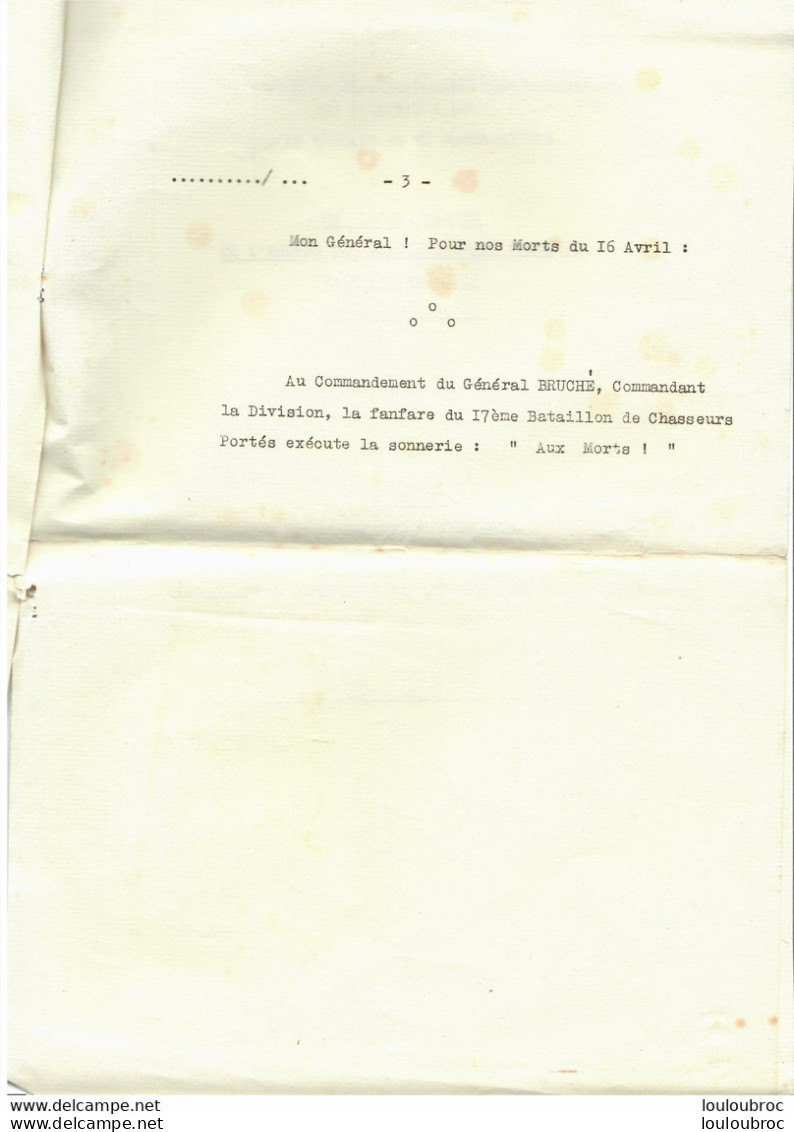 PRISE D'ARMES DE LA 2e DIVISION CUIRASSEE LE 15 AVRIL 1940  COMMEMORATION BATAILLE DU  16 AVRIL 1917  4 PAGES - Andere & Zonder Classificatie
