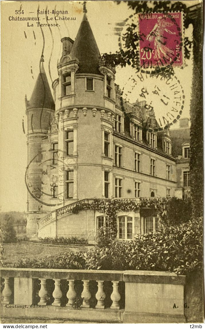 CPA SAINT AIGNAN - CHATEAUVIEUX. Le Château, La Terrasse (n°554) - Saint Aignan